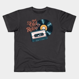 Funny I'm Not Old I'm Retro Record And Cassette Design Kids T-Shirt